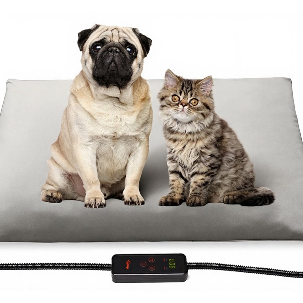 Heated Pad for Pets 10-Temp Settings Waterproof Chew-Resistant Cord Washable
